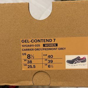 Asics Gel-Contend 7, Size 8 1/2 Women, Grey/Piedmont Grey (Brand new)